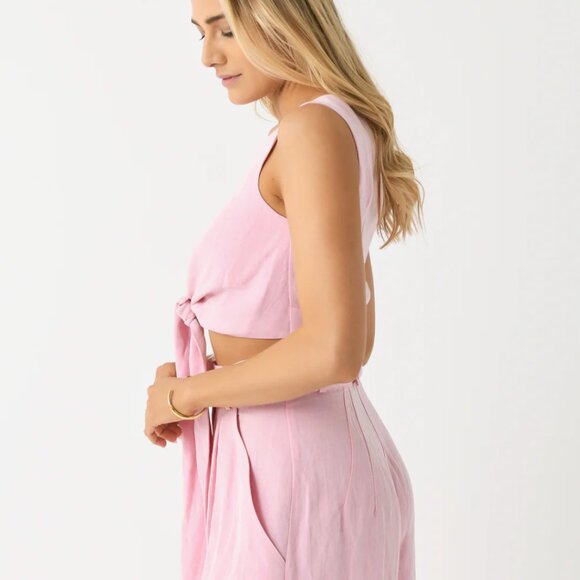 NWT - Matthew Bruch Pink Linen Wrap Top - 4 - NWT - Picture 4 of 9